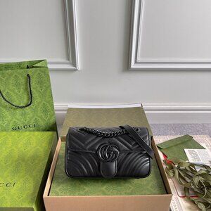 Gucci Black GG Marmont Super Mini Quilted Leather Bag